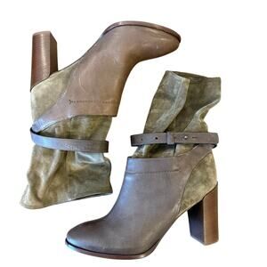 VINCE Gwen Suede Leather Boots + Box + Dustbag Size 9.5 Gray Olive